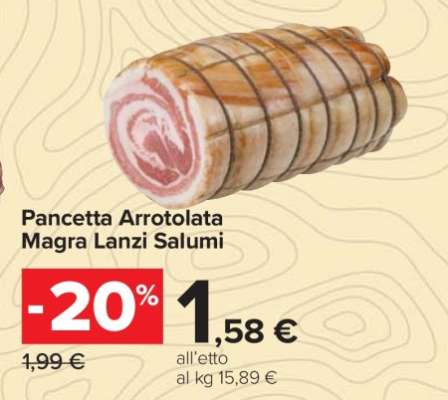 Pancetta Arrotolata Magra Lanzi Salumi