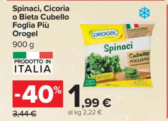 Spinaci, Cicoria o Bieta Cubello Foglia Più Orogel