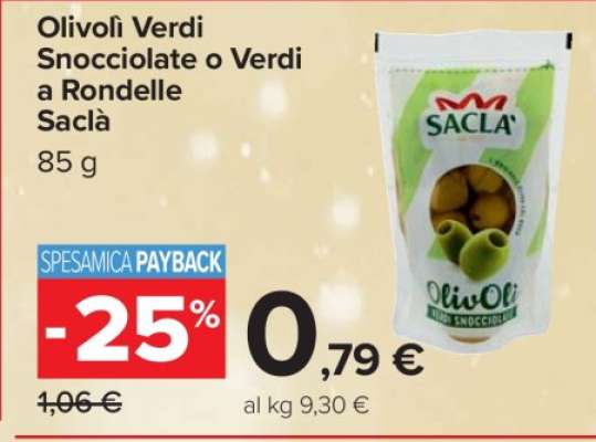 Olive Verdi Snocciolate o Verdi a Rondelle Saclà
