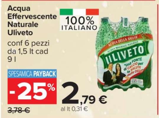 Acqua Effervescente Naturale Uliveto