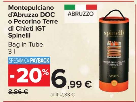 Montepulciano d’Abruzzo DOC o Pecorino Terre di Chieti IGT Spinelli