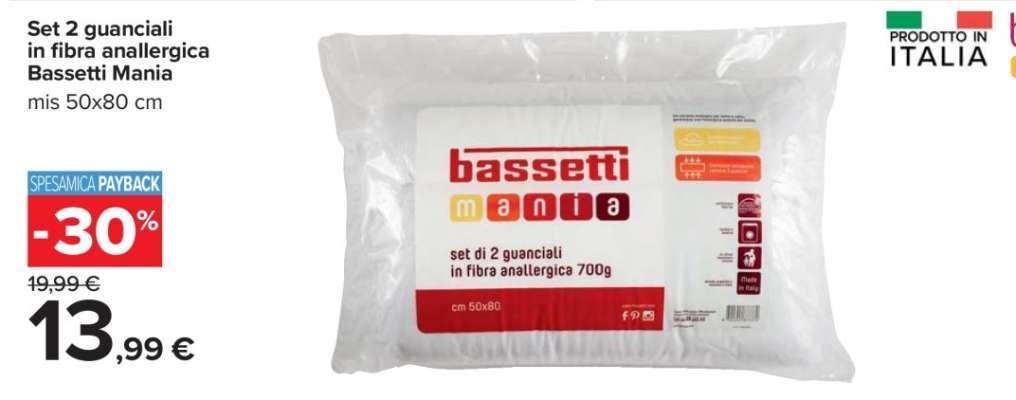 Set 2 guanciali in fibra anallergica Bassetti Mania