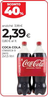 COCA COLA classica o zero 2x1,5 litri