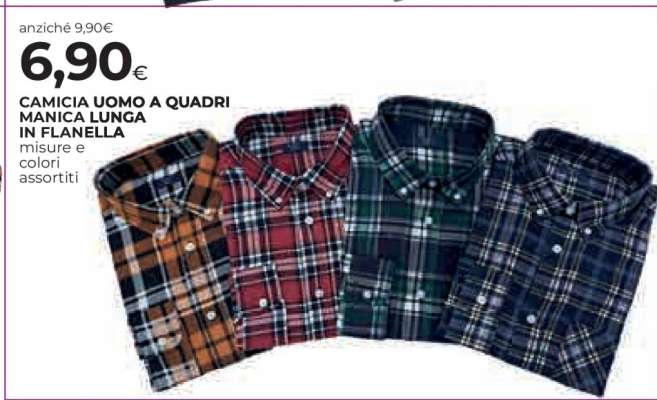 CAMICIA UOMO A QUADRI MANICA LUNGA IN FLANELLA