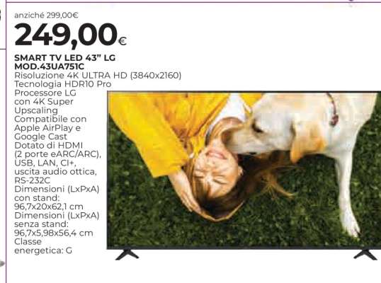 SMART TV LED 43" LG MOD.43U3A75IC