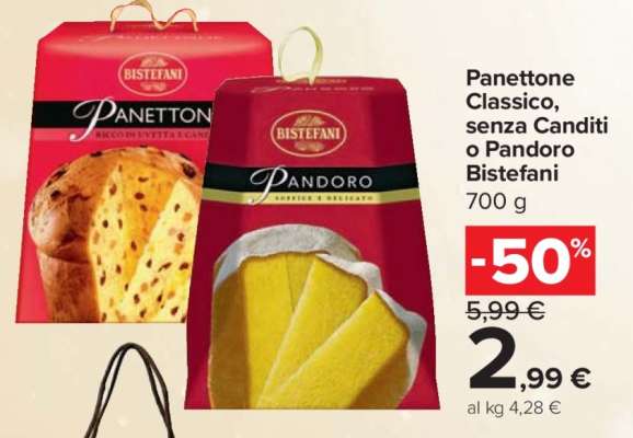 Panettone Classico, senza Canditi o Pandoro Bistefani