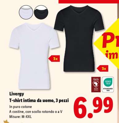 Livergy T-shirt intima da uomo, 3 pezzi