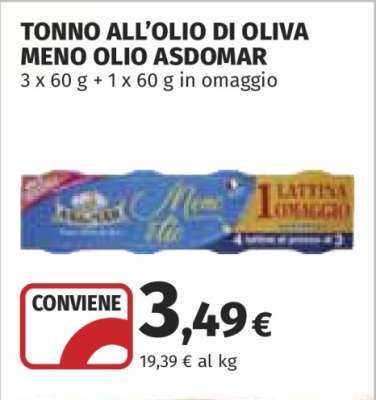 TONNO ALL’OLIO DI OLIVA MENO OLIO ASDOMAR