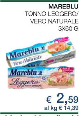 MAREBLU TONNO LEGGERO/VERO NATURALE 3X60 G