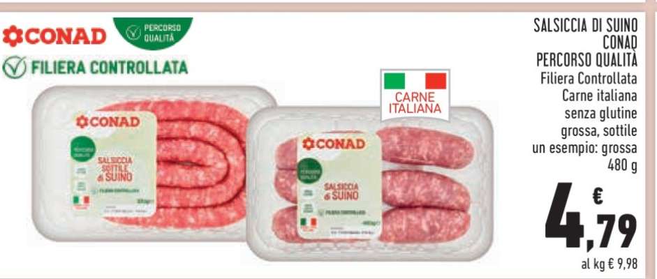 Salsiccia di Suino Conad Percorso Qualità