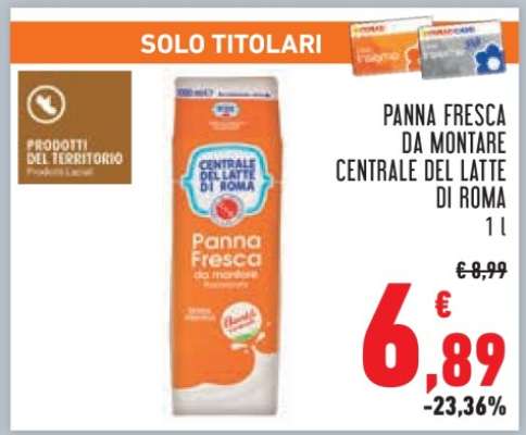 Panna Fresca da Montare Centrale del Latte di Roma