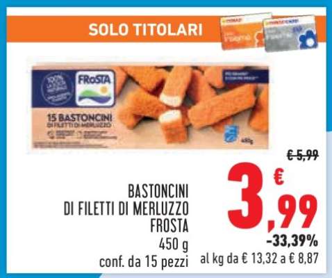 Bastoncini di Filetti di Merluzzo Frosta