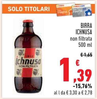 BIRRA ICHNUSA non filtrata 500 ml